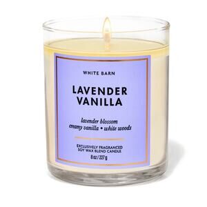 8oz Lavender Vanilla White Barn Bath & Body Works Single Wick Scented Candle
